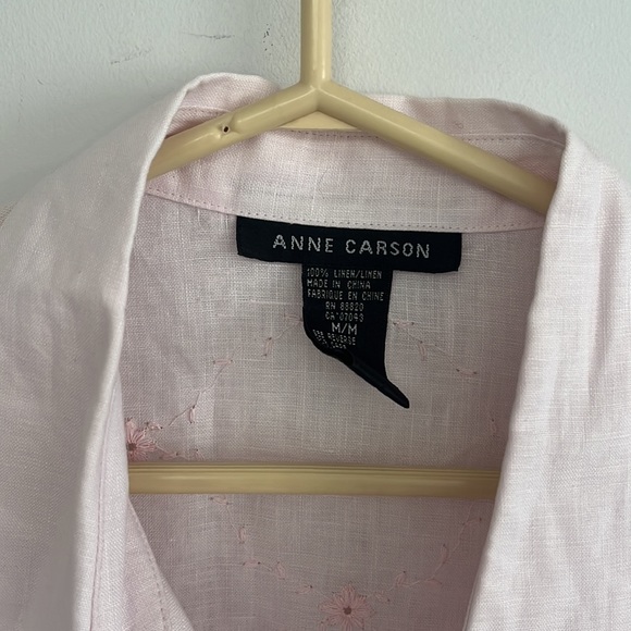 Vintage Linen Pink shirt Anne Carson medium - Picture 2 of 2